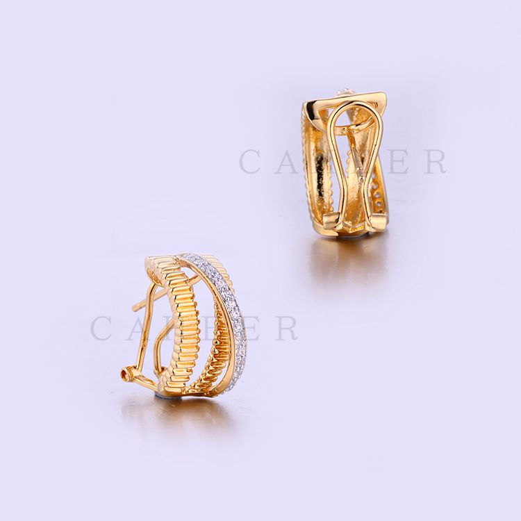 Women Silver Earring Jewelry White Cubia Zircon Gold Stud Earring K0002E