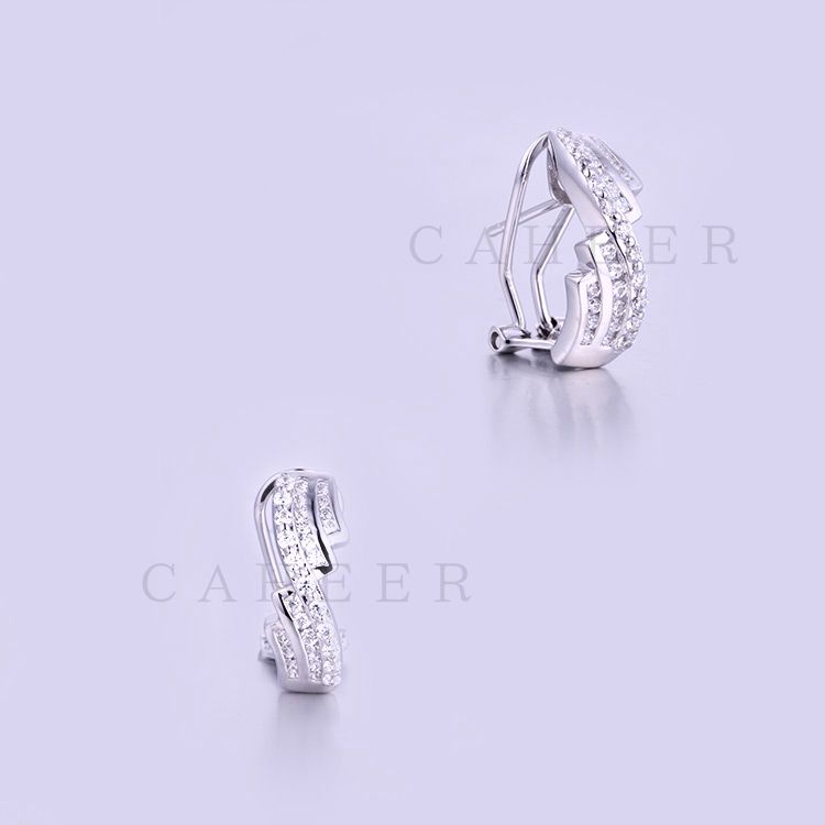 925 Sterling Silver Cubic Zirconia Earings White CZ Studs K0019E