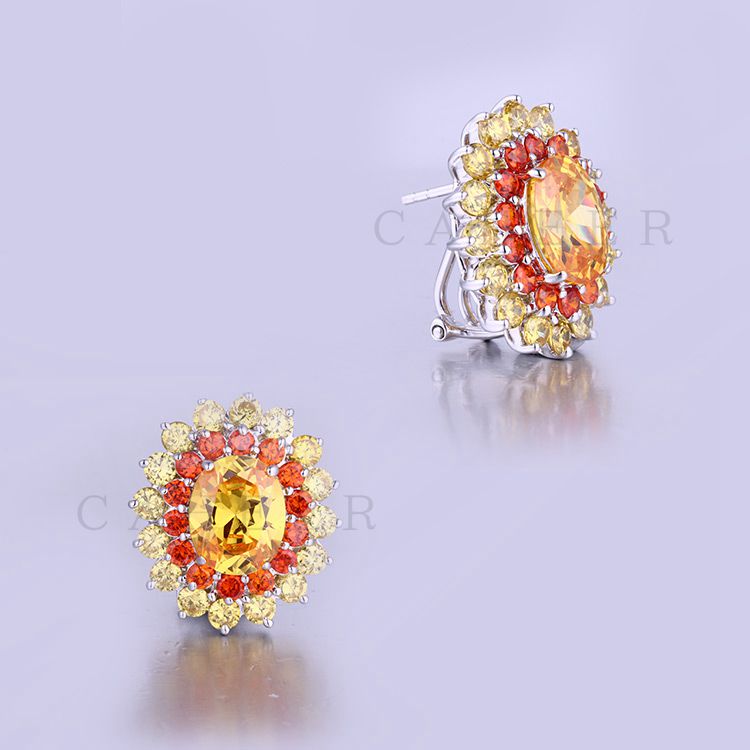 Ladies Earrings Latest Design Earrings Women Color Gem Silver Studs K0022E