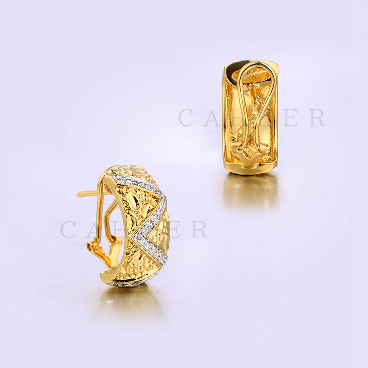 Italian Style Gold Earrings Shiny Stone Earrings K0030E