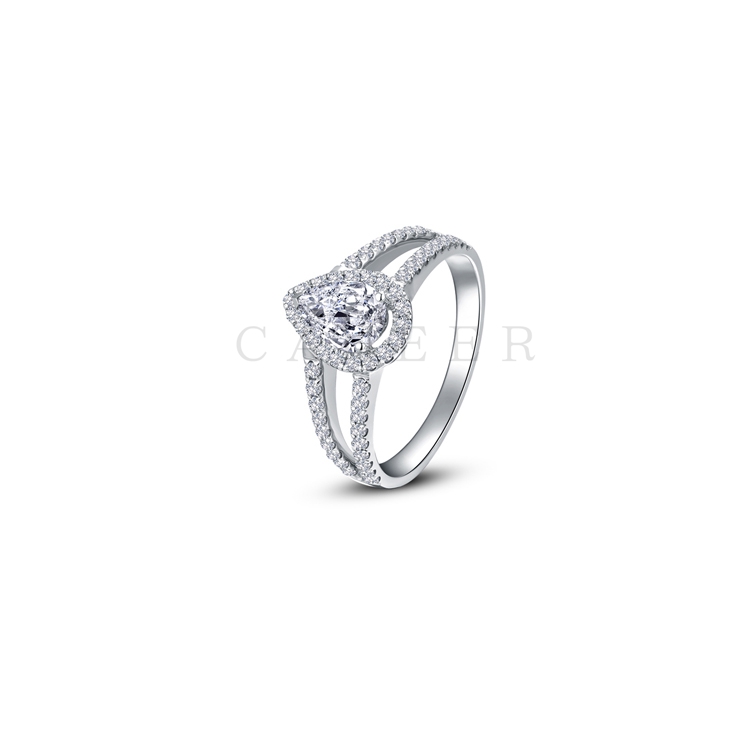 CR1707047 Pear Gemstone Silver Ring