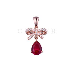 CP1707016 Ruby Gemstone Rose Gold Pendant