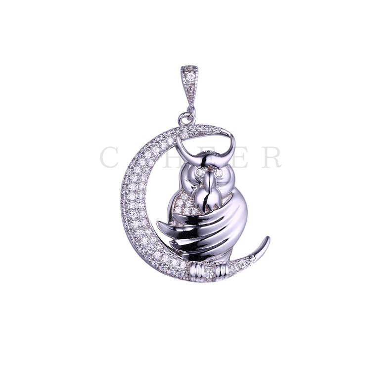 Simple Owl Moon Pendant K0023P