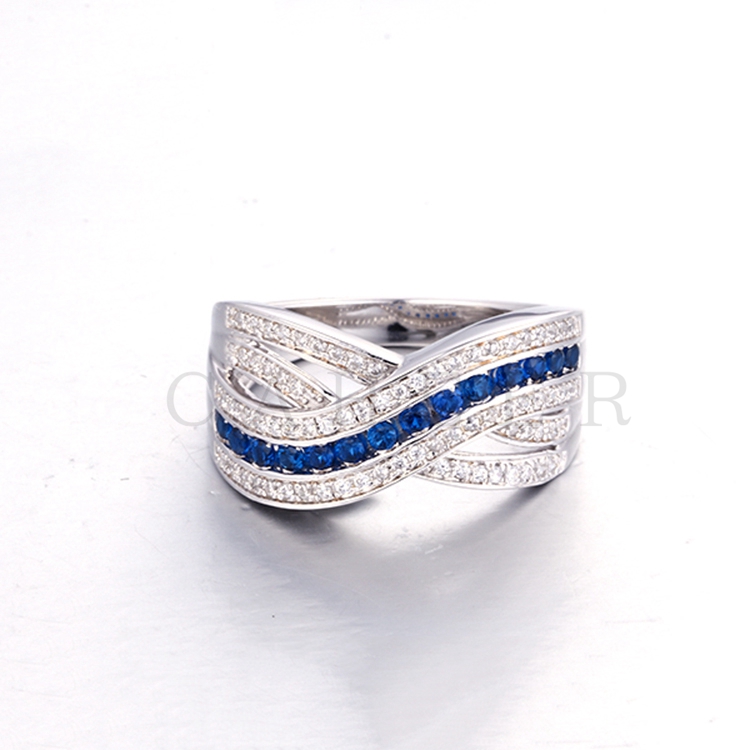 Sapphire and White CZ Simple Ring K0140R