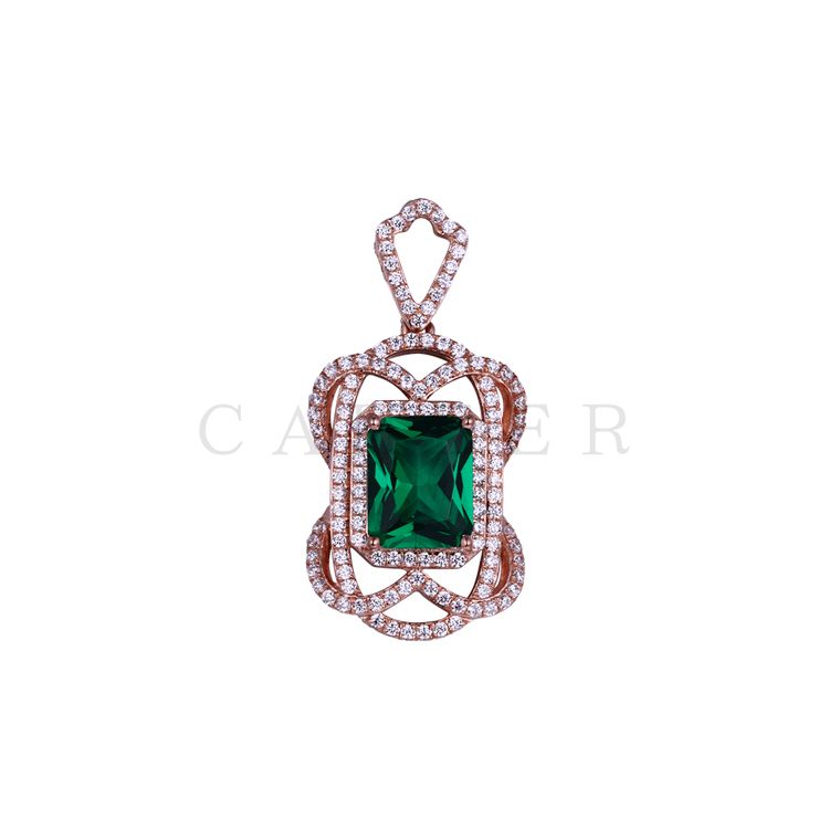 Green Rectangle Gemstone Pendant CA0059P