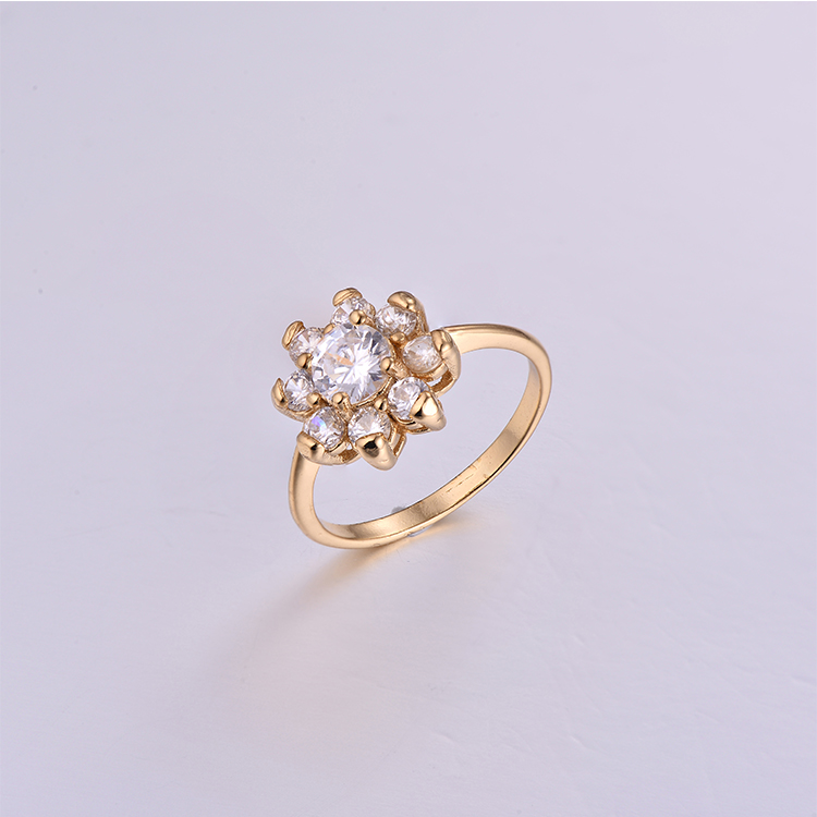 Gold Flower Copper Ring K0168R