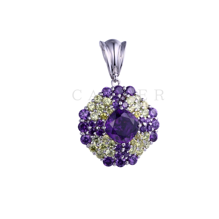 Luxurious Amethyst Yellow CZ Pendant K0072P