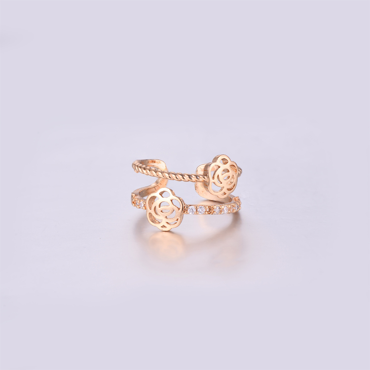 Double Flowers K Gold Rings K0206R